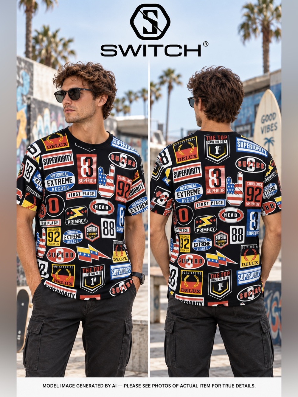 Switch Remarkable XL Racing Graphic T Shirt Y2K Streetwear Motorsport Patch Tee